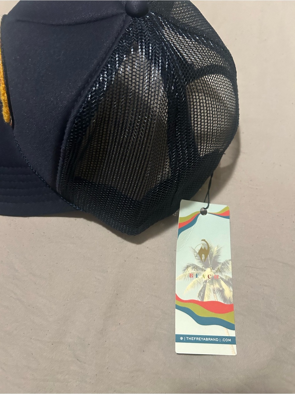 Navy Trucker Hat with Yellow Tennis Patch - Picture 7 of 9